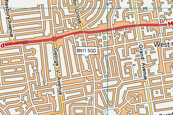 BN11 5QD map - OS VectorMap District (Ordnance Survey)