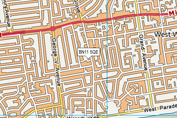 BN11 5QE map - OS VectorMap District (Ordnance Survey)