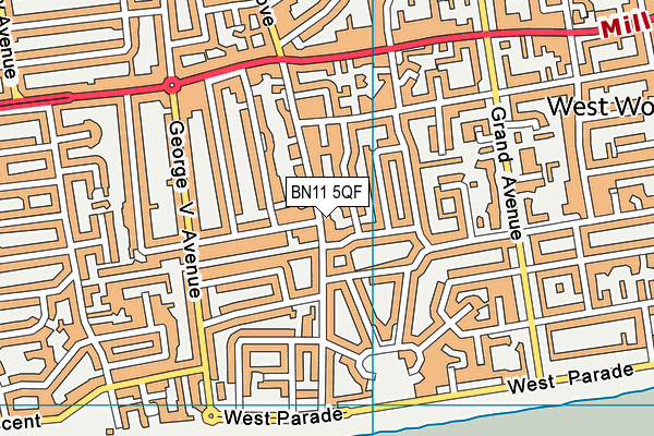 BN11 5QF map - OS VectorMap District (Ordnance Survey)