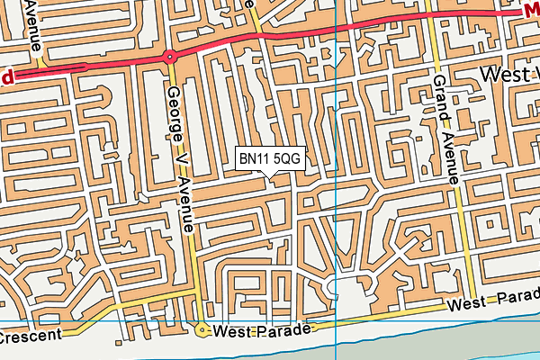 BN11 5QG map - OS VectorMap District (Ordnance Survey)