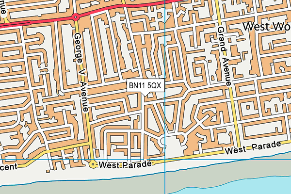 BN11 5QX map - OS VectorMap District (Ordnance Survey)