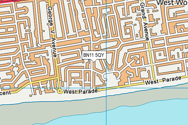 BN11 5QY map - OS VectorMap District (Ordnance Survey)