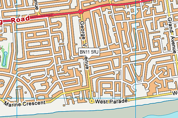 BN11 5RJ map - OS VectorMap District (Ordnance Survey)