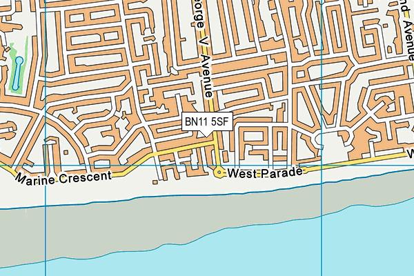 BN11 5SF map - OS VectorMap District (Ordnance Survey)