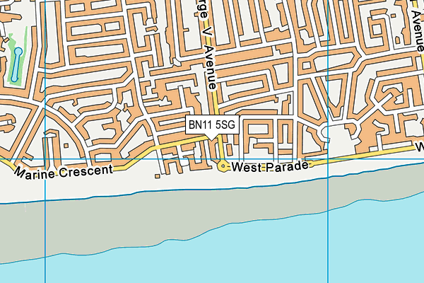 BN11 5SG map - OS VectorMap District (Ordnance Survey)