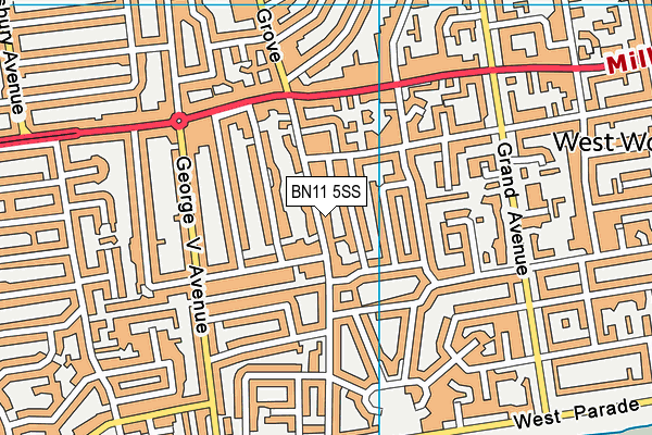 BN11 5SS map - OS VectorMap District (Ordnance Survey)