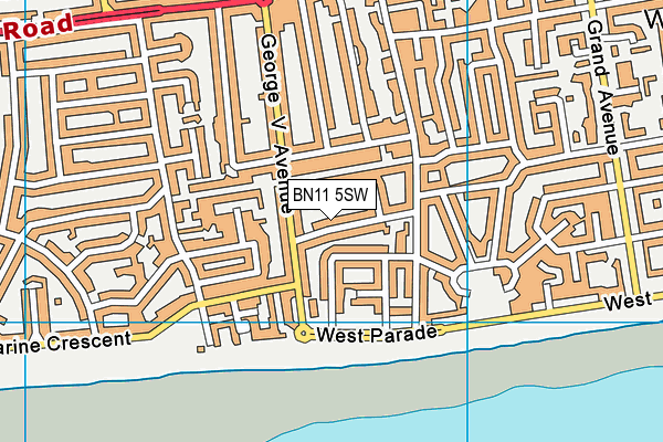 BN11 5SW map - OS VectorMap District (Ordnance Survey)
