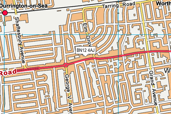BN12 4AJ map - OS VectorMap District (Ordnance Survey)