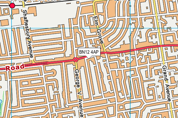 BN12 4AP map - OS VectorMap District (Ordnance Survey)