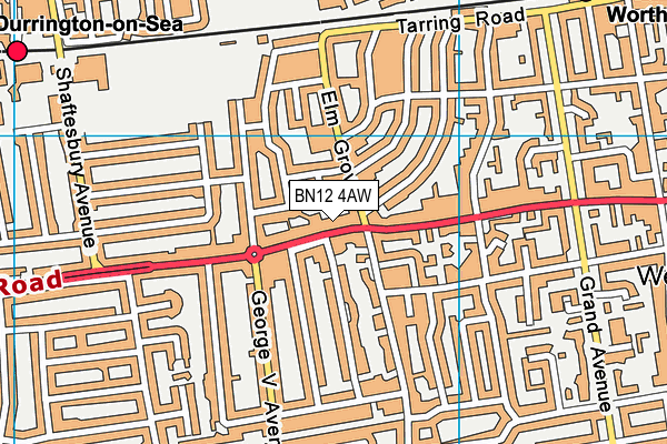 BN12 4AW map - OS VectorMap District (Ordnance Survey)