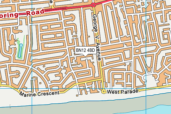 BN12 4BD map - OS VectorMap District (Ordnance Survey)