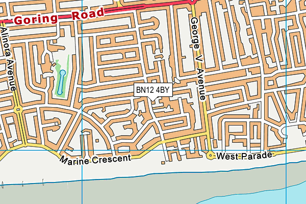 BN12 4BY map - OS VectorMap District (Ordnance Survey)