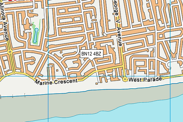 BN12 4BZ map - OS VectorMap District (Ordnance Survey)
