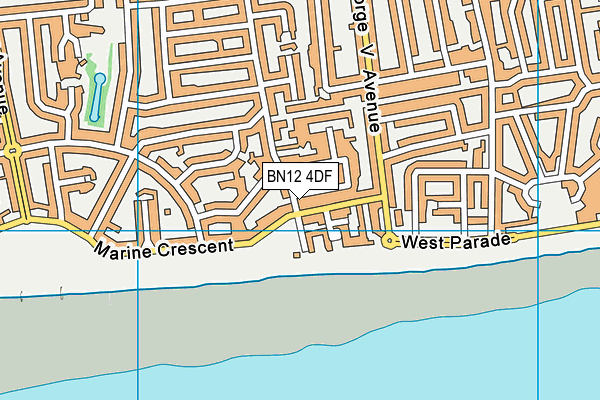 BN12 4DF map - OS VectorMap District (Ordnance Survey)