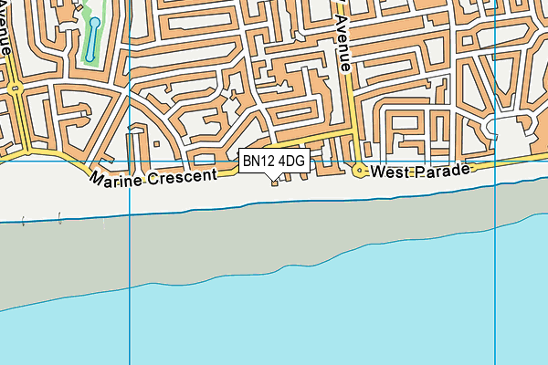 BN12 4DG map - OS VectorMap District (Ordnance Survey)