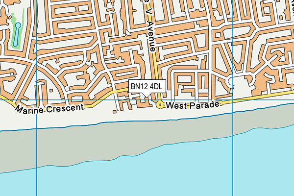 BN12 4DL map - OS VectorMap District (Ordnance Survey)