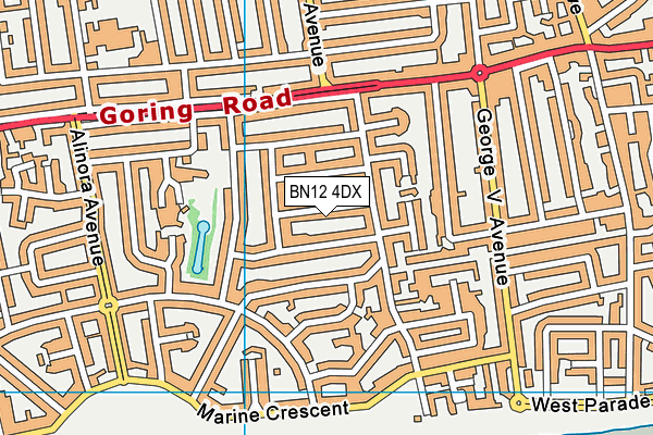 BN12 4DX map - OS VectorMap District (Ordnance Survey)