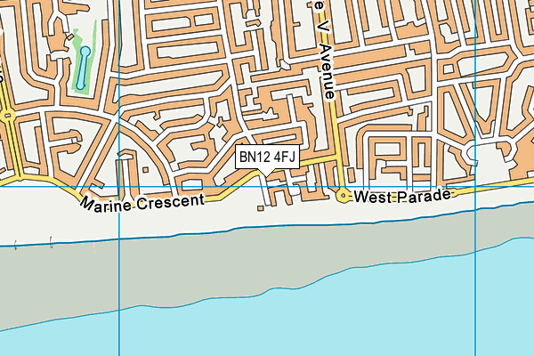 BN12 4FJ map - OS VectorMap District (Ordnance Survey)