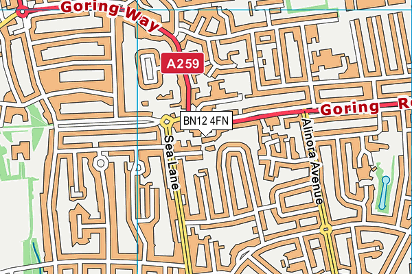 BN12 4FN map - OS VectorMap District (Ordnance Survey)