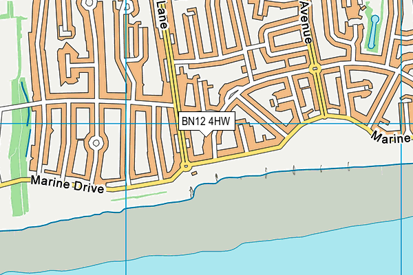 BN12 4HW map - OS VectorMap District (Ordnance Survey)