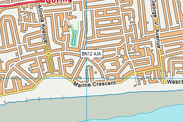 BN12 4JA map - OS VectorMap District (Ordnance Survey)