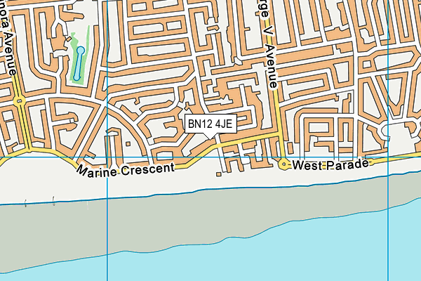 BN12 4JE map - OS VectorMap District (Ordnance Survey)