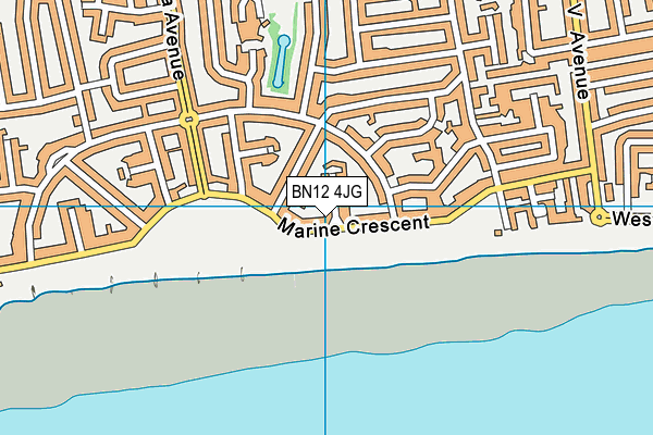 BN12 4JG map - OS VectorMap District (Ordnance Survey)