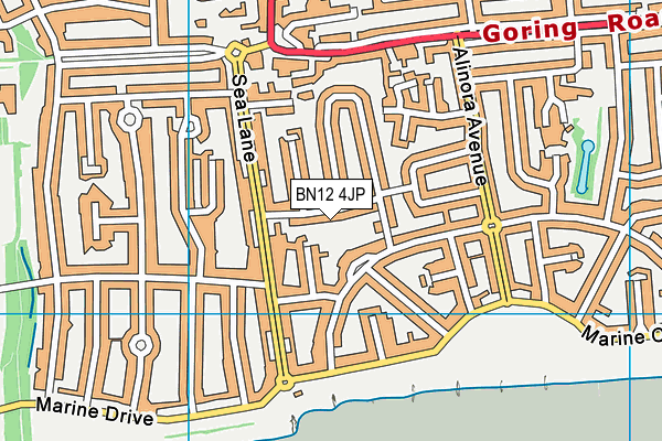 BN12 4JP map - OS VectorMap District (Ordnance Survey)