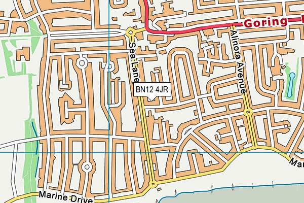 BN12 4JR map - OS VectorMap District (Ordnance Survey)