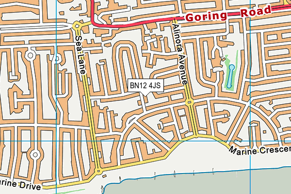 BN12 4JS map - OS VectorMap District (Ordnance Survey)