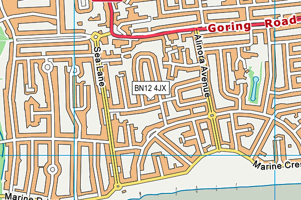 BN12 4JX map - OS VectorMap District (Ordnance Survey)
