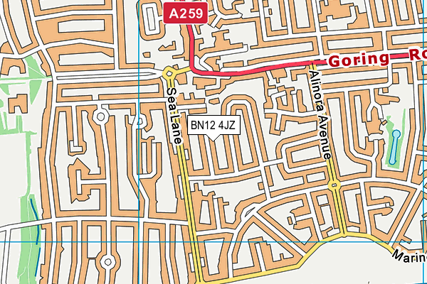 BN12 4JZ map - OS VectorMap District (Ordnance Survey)