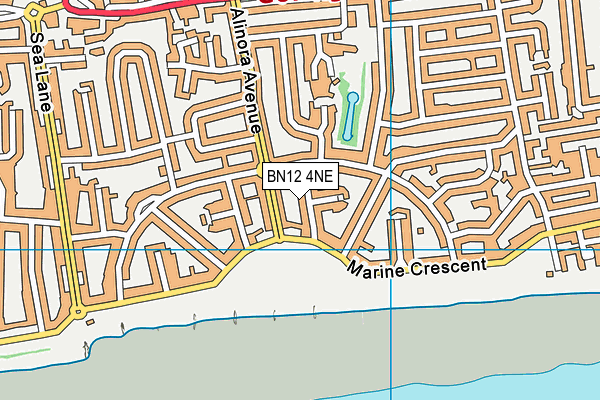 BN12 4NE map - OS VectorMap District (Ordnance Survey)