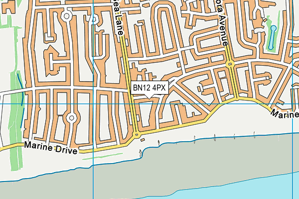 BN12 4PX map - OS VectorMap District (Ordnance Survey)