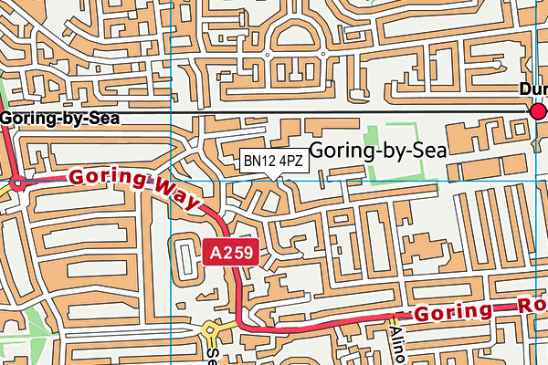 BN12 4PZ map - OS VectorMap District (Ordnance Survey)