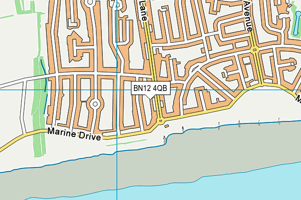 BN12 4QB map - OS VectorMap District (Ordnance Survey)