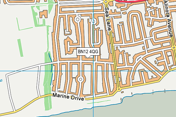 BN12 4QG map - OS VectorMap District (Ordnance Survey)