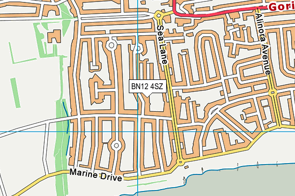 BN12 4SZ map - OS VectorMap District (Ordnance Survey)
