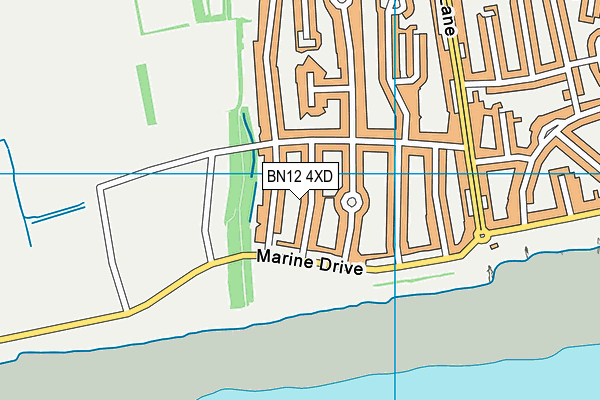 BN12 4XD map - OS VectorMap District (Ordnance Survey)