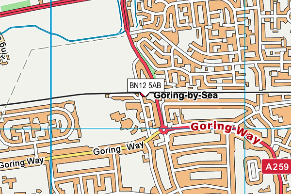 BN12 5AB map - OS VectorMap District (Ordnance Survey)
