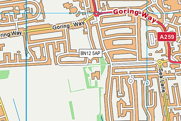 BN12 5AP map - OS VectorMap District (Ordnance Survey)
