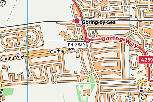 Goring Recreation Ground map (BN12 5AR) - OS VectorMap District (Ordnance Survey)