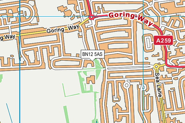 BN12 5AS map - OS VectorMap District (Ordnance Survey)