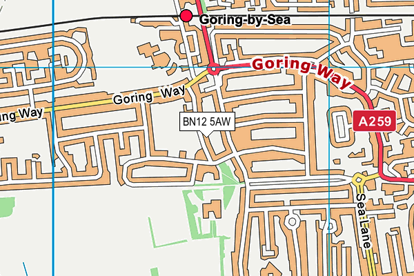 BN12 5AW map - OS VectorMap District (Ordnance Survey)