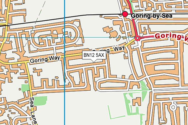 BN12 5AX map - OS VectorMap District (Ordnance Survey)