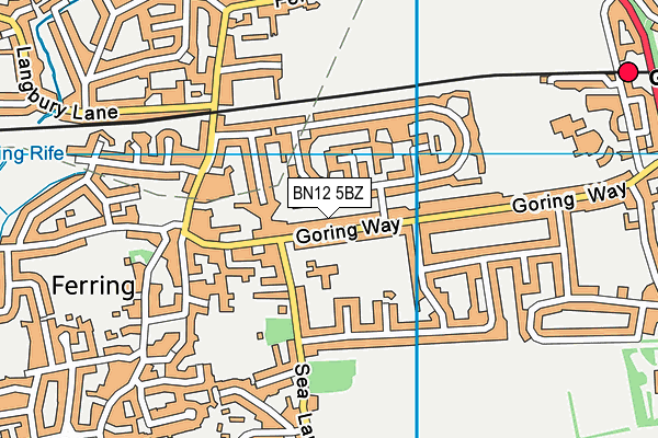 BN12 5BZ map - OS VectorMap District (Ordnance Survey)