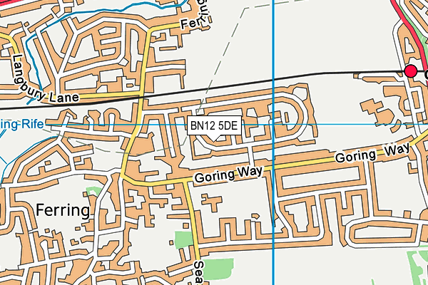 BN12 5DE map - OS VectorMap District (Ordnance Survey)