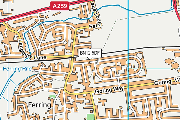 BN12 5DF map - OS VectorMap District (Ordnance Survey)