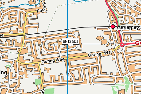 BN12 5DJ map - OS VectorMap District (Ordnance Survey)