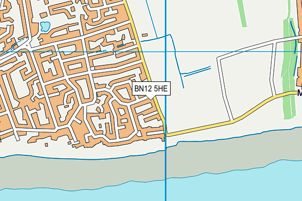 BN12 5HE map - OS VectorMap District (Ordnance Survey)